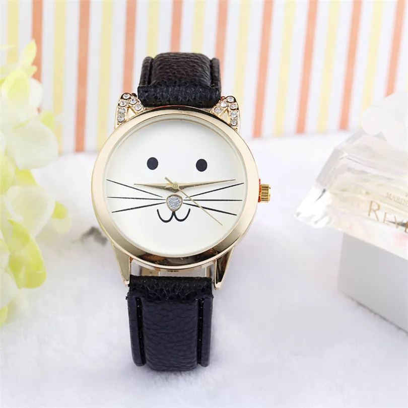 Женские кварцевые часы hello kitty модные милые из искусственной кожи с нейтральным