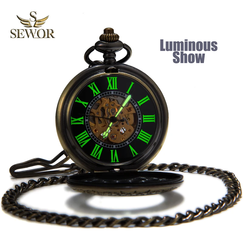 SEWOR Mens Top Sale Fashion Vintage Bronze Mesh Flip Cover Pocket Watch Men Luminous Case Hollow Mechanical Automatic Watch C136
SEWOR Mens Top Sale Fashion Vintage Bronze Mesh Flip Cover Pocket Watch Men Luminous Case Hollow Mechanical Automatic Watch C136