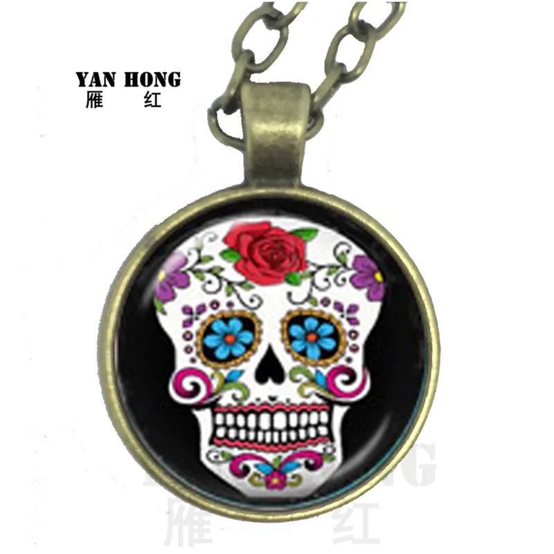 Glass necklace Mexican candycolor Skull Necklace glass dome time gem hot sale sweater chain jewelry death day gift
Glass necklace Mexican candycolor Skull Necklace glass dome time gem hot sale sweater chain jewelry death day gift