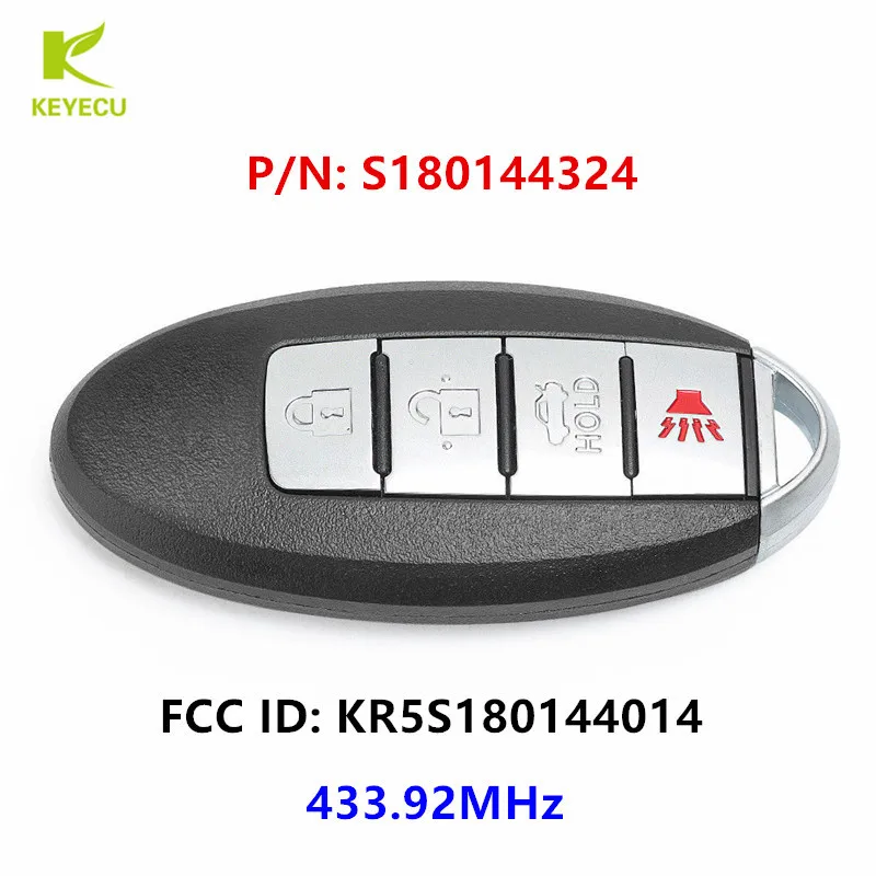 KEYECU Replacement Smart Remote Key Fob 4Button 433Mhz S180144324 for Nissan Altima Maxima 2016-2018 for 2015-2016 Infiniti Q50
KEYECU Replacement Smart Remote Key Fob 4Button 433Mhz S180144324 for Nissan Altima Maxima 2016-2018 for 2015-2016 Infiniti Q50