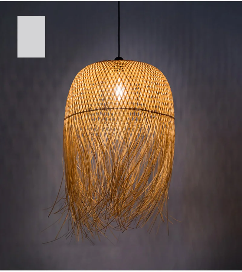Creative personality bamboo woven chandelier Chinese zen lamp tea room restaurant hotel homestay art style shade | Лампы и освещение