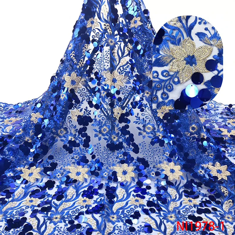 Royal Blue Sequins Lace Fabrics Fashion African French Tulle Mesh Lace Fabric Nigerian Net Lace for Wedding Party Dress NI1978-1
Royal Blue Sequins Lace Fabrics Fashion African French Tulle Mesh Lace Fabric Nigerian Net Lace for Wedding Party Dress NI1978-1