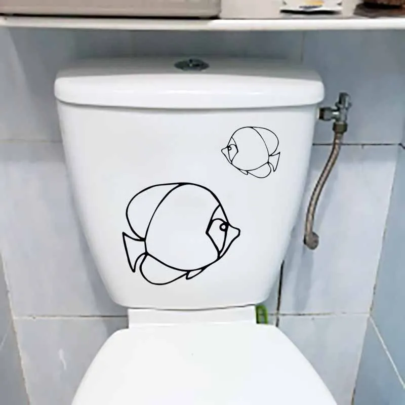 YOJA 21.1X24.2CM домашний декор наклейка для сиденья унитаза Тропические рыбы Наклейка