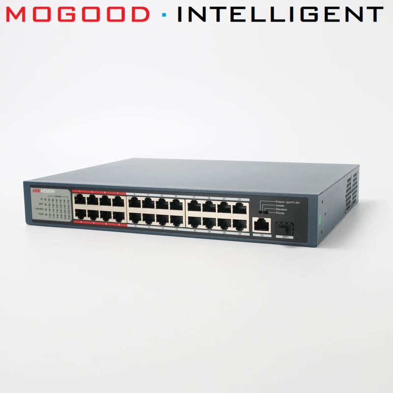Hikvision оригинальный PoE переключатель раньше/M неуправляемый 24 порта s 10/100 Мбит/с