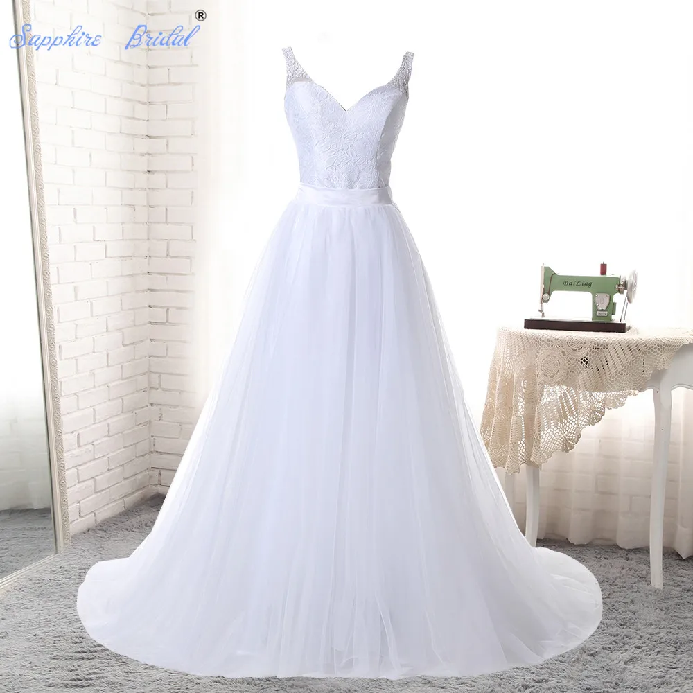 Женское свадебное платье It's yiiya белое пляжное из 2 частей со съемным шлейфом на