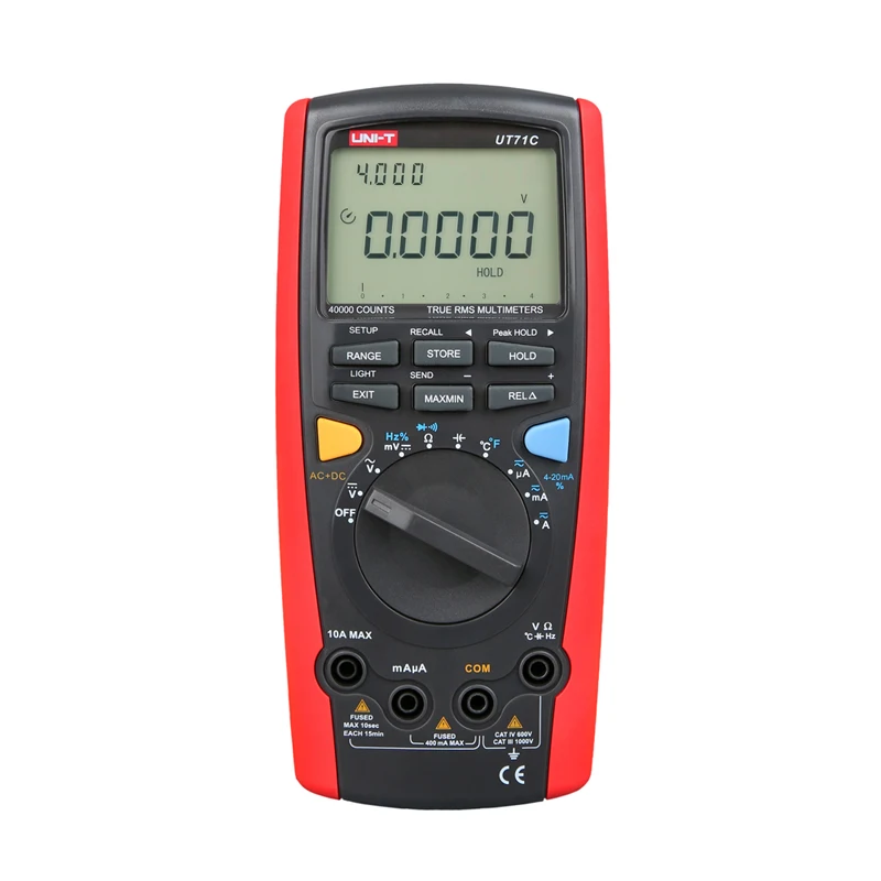 UNI-T UT71C True RMS AC/DC Voltage Current Digital Multimeter with Temperature, 4~20mA Loop,Data Store and Data Recall Feature
UNI-T UT71C True RMS AC/DC Voltage Current Digital Multimeter with Temperature, 4~20mA Loop,Data Store and Data Recall Feature