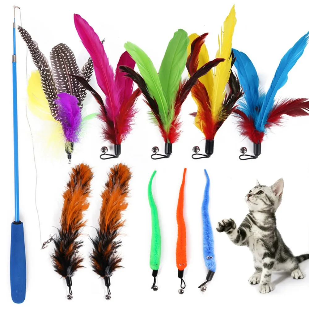 11PCS Cat Feather Teaser Toy 1 Retractable Cat Wand With 10 Replacement Heads Funny Cat Feather Stick Cats Toy Flying Training
11PCS Cat Feather Teaser Toy 1 Retractable Cat Wand With 10 Replacement Heads Funny Cat Feather Stick Cats Toy Flying Training