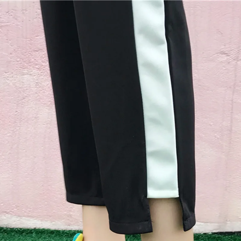 Women Casual Harem Pants High Waist Ankle-Length Pants Side Striped Elastic Waist Sports Trousers Streetwear White Black 809-395
Women Casual Harem Pants High Waist Ankle-Length Pants Side Striped Elastic Waist Sports Trousers Streetwear White Black 809-395