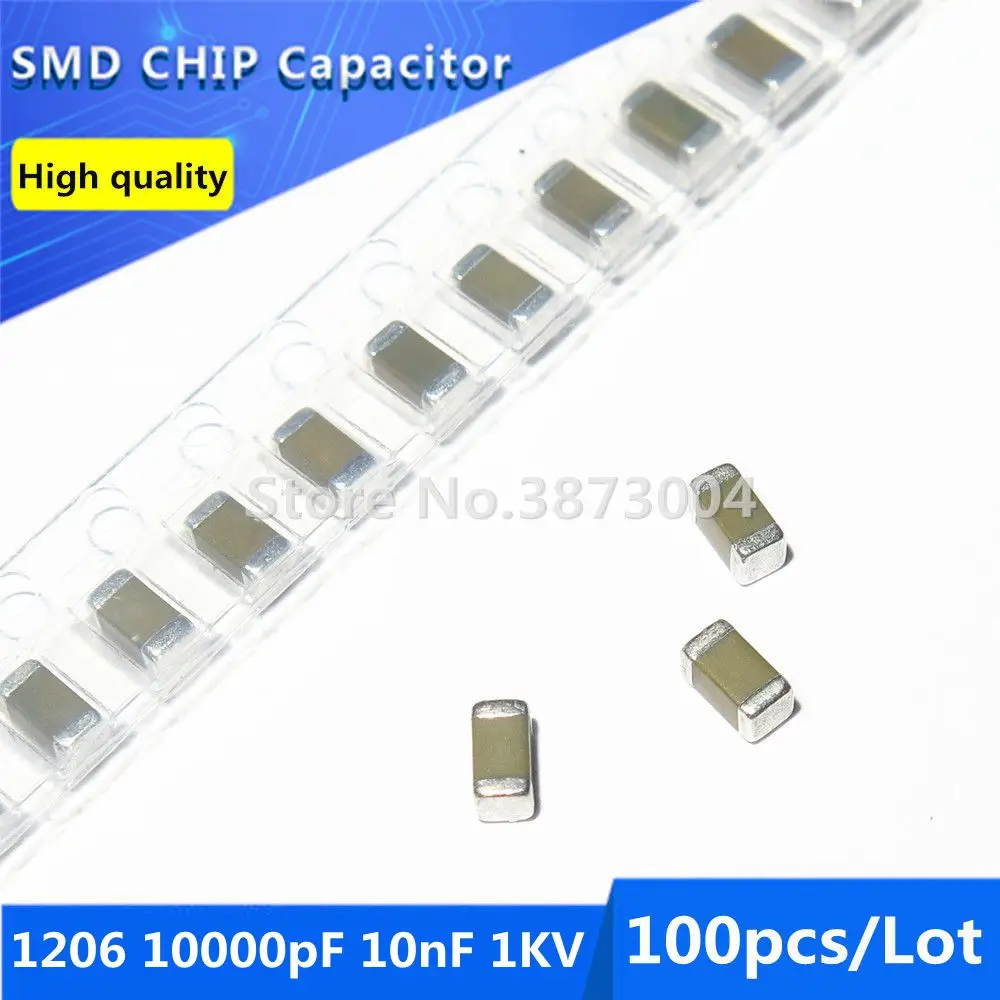 100 шт. 1206 10000pF 10nF 0,01 мкФ 1KV 5% COG/NPO микросхема с толстой пленкой многослойный керамический конденсатор
100 шт. 1206 10000pF 10nF 0,01 мкФ 1KV 5% COG/NPO микросхема с толстой пленкой многослойный керамический конденсатор