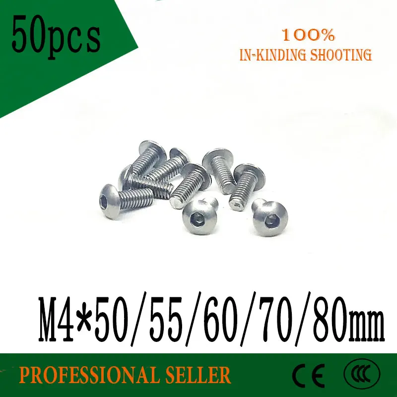 50pcs M4*50/55/60/70/80mm Stainless Steel 304 Round Head Screws Mushroom Hexagon hex Socket Button Head Screw Bolt
50pcs M4*50/55/60/70/80mm Stainless Steel 304 Round Head Screws Mushroom Hexagon hex Socket Button Head Screw Bolt