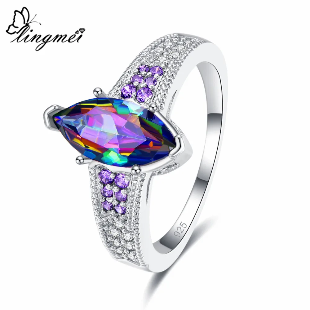 Lingmei Engagement Wedding Women Ring Marquise Cut Multi & White & Pink & Purple Zircon Silver Color Jewelry Size 6 7 8 9 Charm
Lingmei Engagement Wedding Women Ring Marquise Cut Multi & White & Pink & Purple Zircon Silver Color Jewelry Size 6 7 8 9 Charm