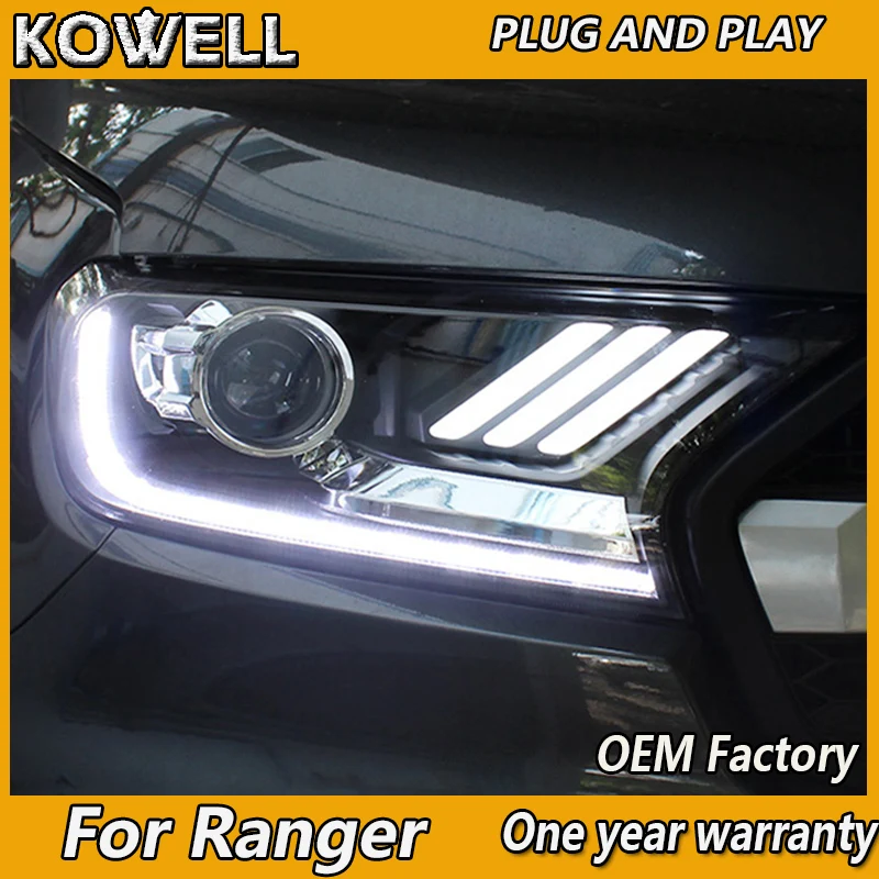 

Car Styling for Ford Ranger Headlight 2016-2017 Everest LED Head Lamp H7 D2H Hid Option Angel Eye Bi Xenon Beam Accessories