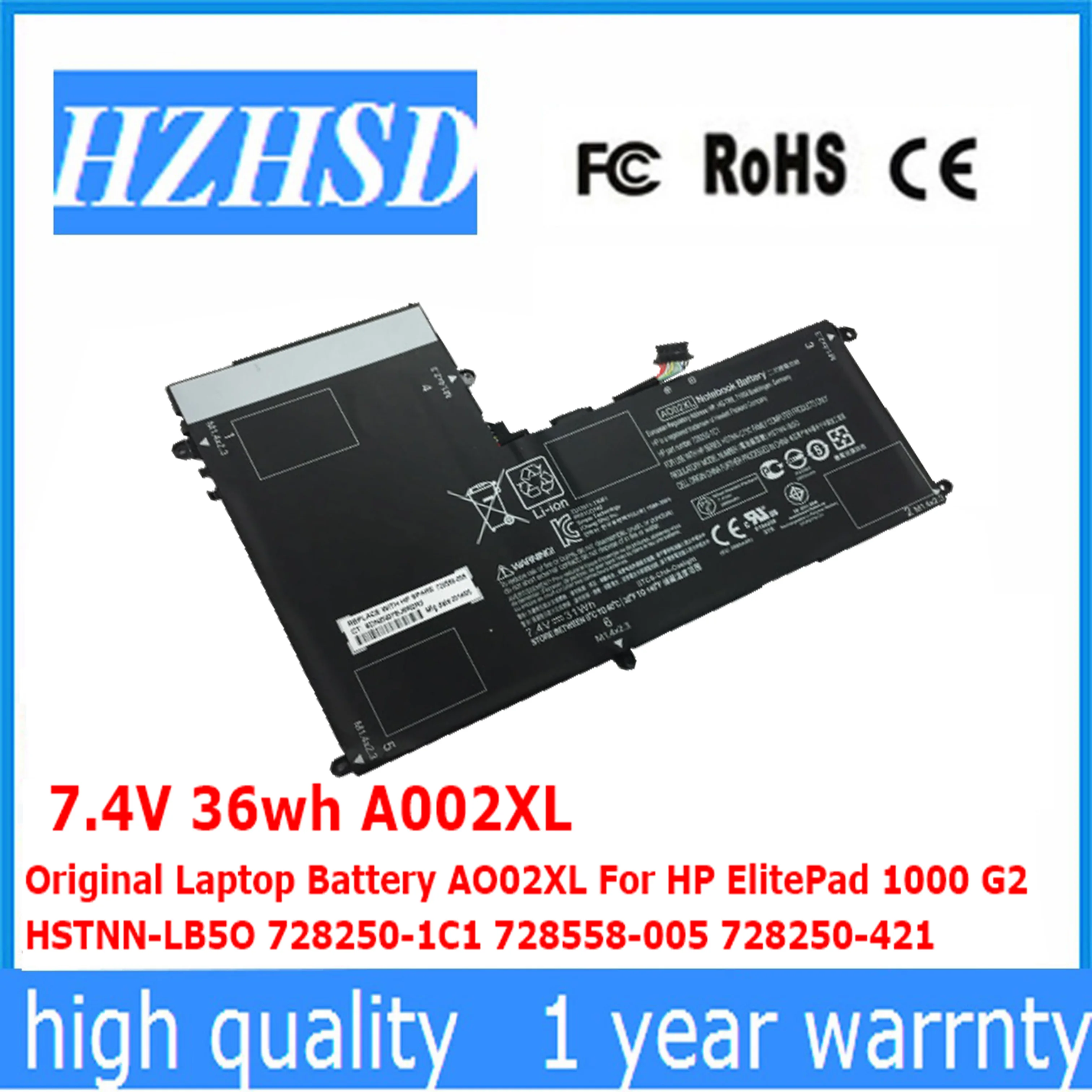 Оригинальный аккумулятор AO02XL для ноутбука HP ElitePad 7,4 G2 HSTNN-LB5O 728250-1C1 1000-005 728558-728250, 421 в, 36 Вт/ч, A002XL
Оригинальный аккумулятор AO02XL для ноутбука HP ElitePad 7,4 G2 HSTNN-LB5O 728250-1C1 1000-005 728558-728250, 421 в, 36 Вт/ч, A002XL