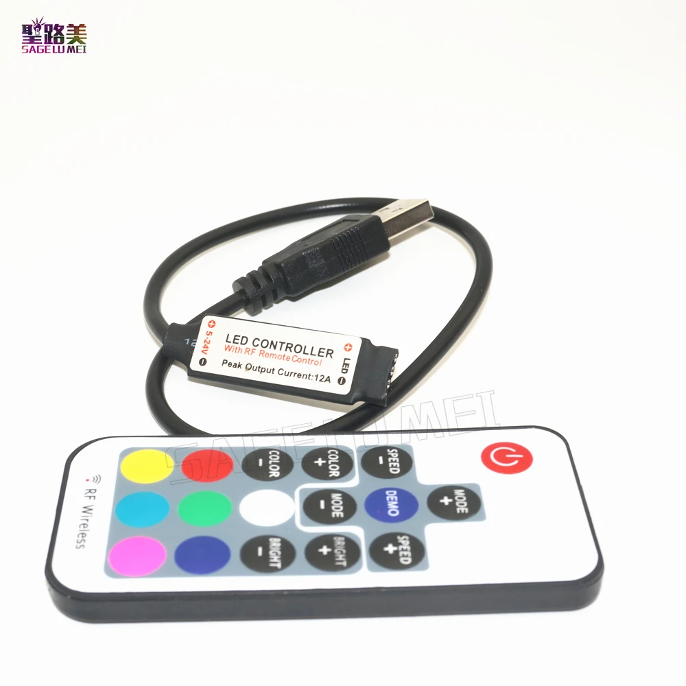 DC5V 12V USB RGB LED Controller 17keys 12A RF Wireless Mini Remote Controller For 3528 5050 RGB Led Strip tape ribbon lighting
DC5V 12V USB RGB LED Controller 17keys 12A RF Wireless Mini Remote Controller For 3528 5050 RGB Led Strip tape ribbon lighting