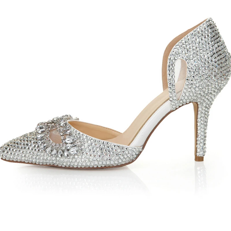 8cm Bridal Dress Shoes Nightclub Crystal Women Prom Shoes Silver Rhinestone Heels Pointed Toe Bling Cinderella Shoes Size 40 41
8cm Bridal Dress Shoes Nightclub Crystal Women Prom Shoes Silver Rhinestone Heels Pointed Toe Bling Cinderella Shoes Size 40 41