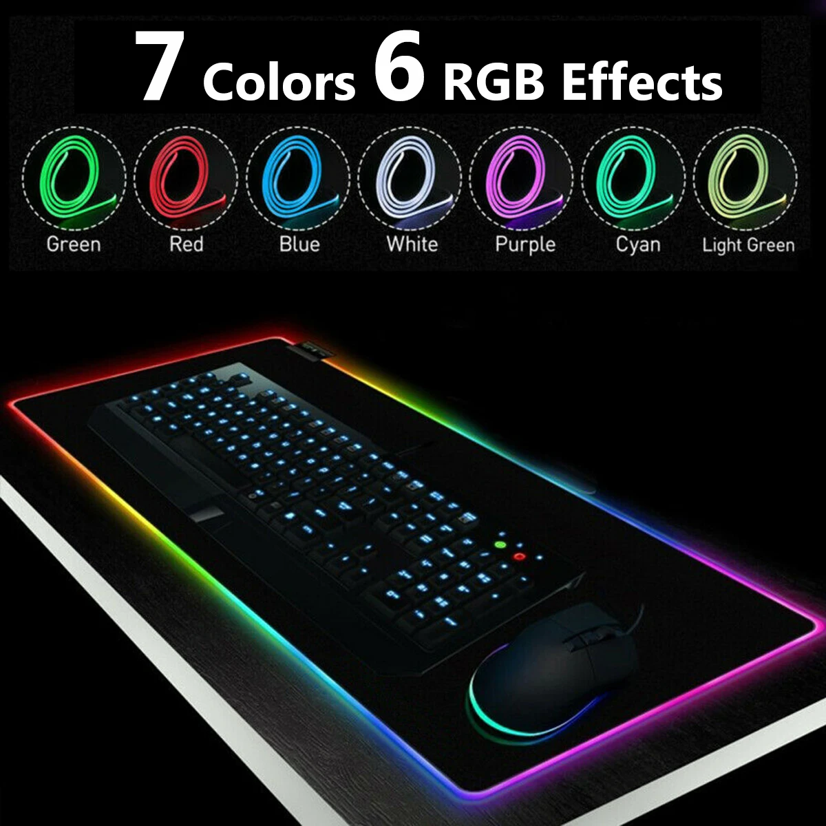 Большой игровой коврик для мыши RGB USB светодиодный светящийся геймерский 14