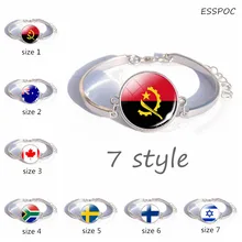 Finland Flag Glass Dome Cabochon Button Bracelets Angola Australia Canada South Africa Sweden Israel Flag cuff bracelet