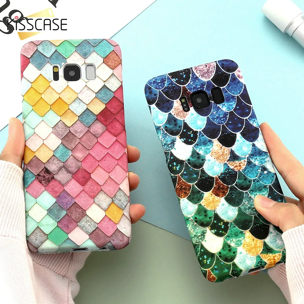 KISSCASE рыбья чешуя блестящий чехол для samsung Galaxy S9 S8 S10 Plus Note 10 телефона A70 A50 A30 A5 2017 A7