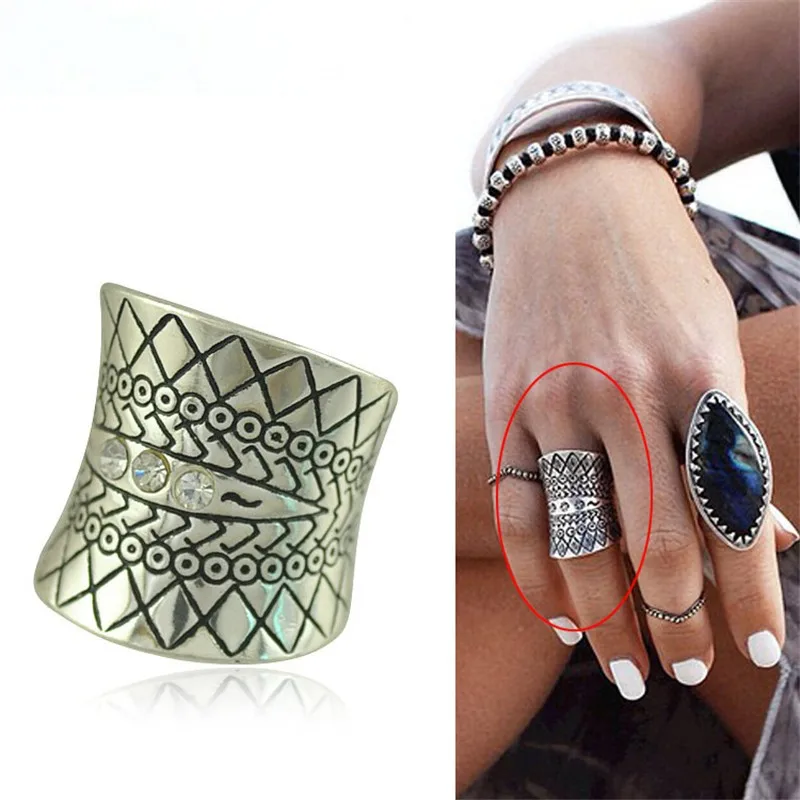 Фото LEMOER модное цыганское Винтажное кольцо Для панка Резные античные серебряные(Aliexpress на русском)