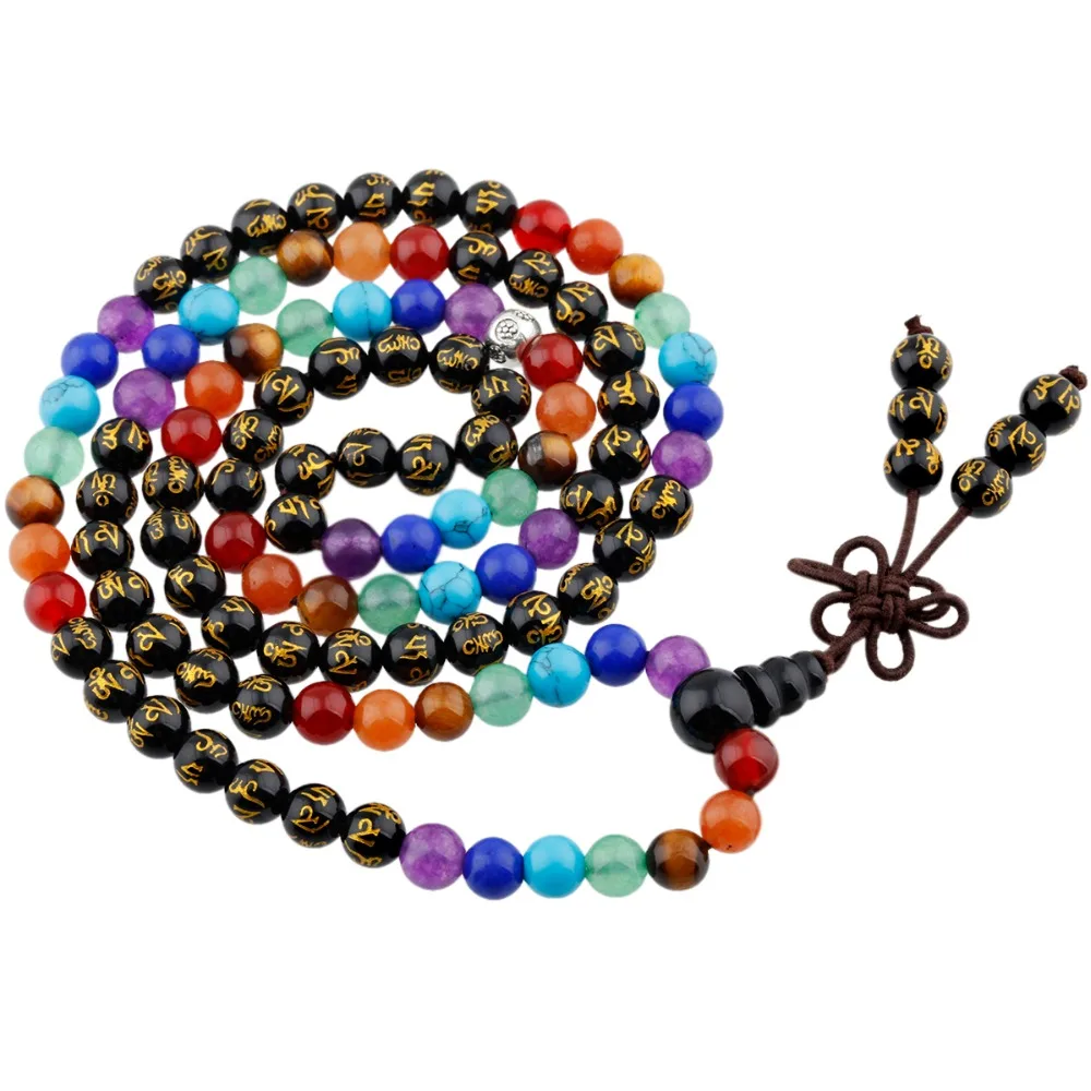 SUNYIK 7 Chakra 108 Black Onyx Six True Word Mantra Buddhist Mala Prayer Beads Elastic Bracelet Necklace
SUNYIK 7 Chakra 108 Black Onyx Six True Word Mantra Buddhist Mala Prayer Beads Elastic Bracelet Necklace