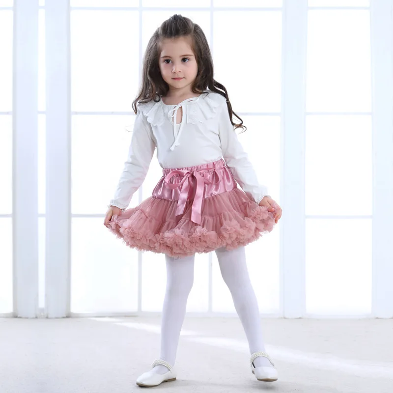 Детская юбка-пачка с оборками однотонная сетчатая бальная юбка для танцев