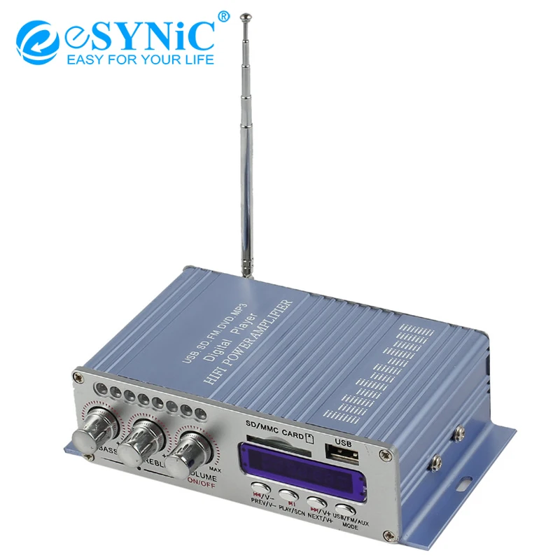 eSYNiC Mini Hi-Fi Stereo Audio Amplifier RCA 3.5mm Audio Interface Amp Support USB + SD + FM For Mp3 IPod Car Motorcycle Blue
eSYNiC Mini Hi-Fi Stereo Audio Amplifier RCA 3.5mm Audio Interface Amp Support USB + SD + FM For Mp3 IPod Car Motorcycle Blue