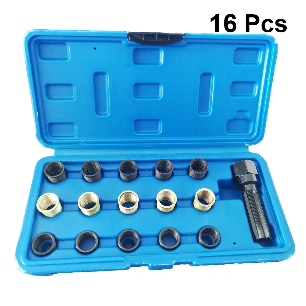 16pcs 14mm Spark Plug Rethread Kit Reamer Tap Thread Repair M14x1.25 Cylinder Head Helicoil For Repairing Car Tools Vehicle Auto
16pcs 14mm Spark Plug Rethread Kit Reamer Tap Thread Repair M14x1.25 Cylinder Head Helicoil For Repairing Car Tools Vehicle Auto