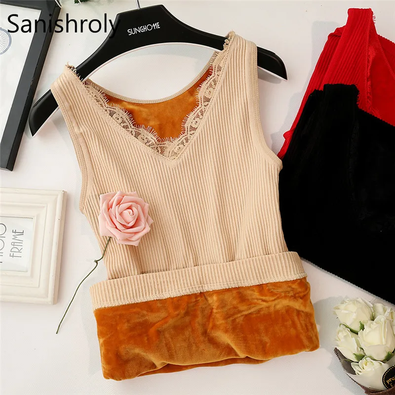 Sanishroly 2018 Women Bottoming Tank Autumn Winter Warm Thick Velvet Tank Ladies Lace Patchwork Camis Sleeveless Vest Tops SE245
Sanishroly 2018 Women Bottoming Tank Autumn Winter Warm Thick Velvet Tank Ladies Lace Patchwork Camis Sleeveless Vest Tops SE245