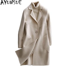 AYUNSUE 2020 Новое двустороннее шерстяное пальто для женщин осень