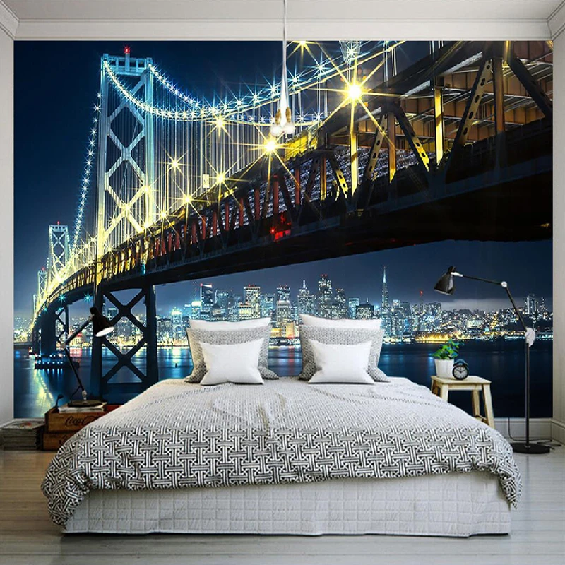 

Пользовательские фото обои 3D город ночной вид большие фрески Гостиная диван Спальня ТВ Задний план обоями Домашний Декор 3D современный