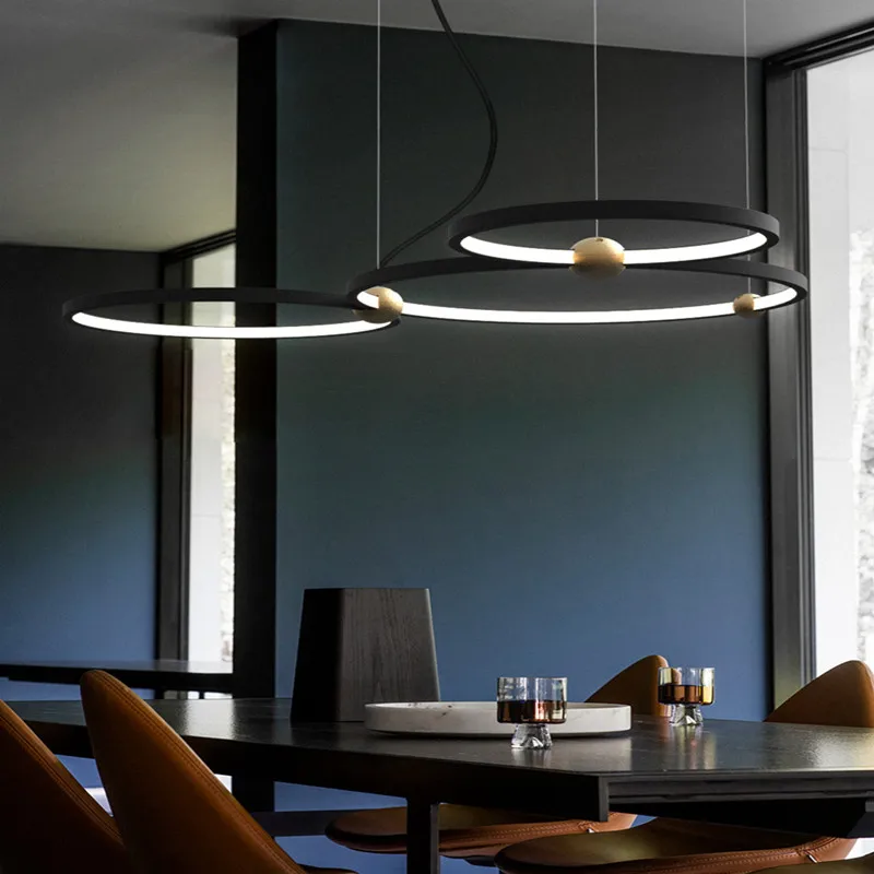 Nordic Loft Hotel Hall Led Lighting Industrial Creative Circle Hanging Light Dining Room Living Kitchen Designer Fixtures | Лампы и