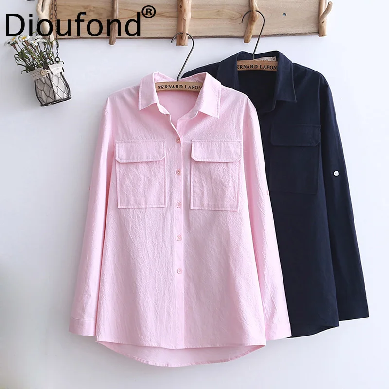 Dioufond Korean Style White Pocket Lady Top Shirt Casual Long Sleeve Women Fashion Clothing Solid Color Turn-down Collar Blouses
Dioufond Korean Style White Pocket Lady Top Shirt Casual Long Sleeve Women Fashion Clothing Solid Color Turn-down Collar Blouses