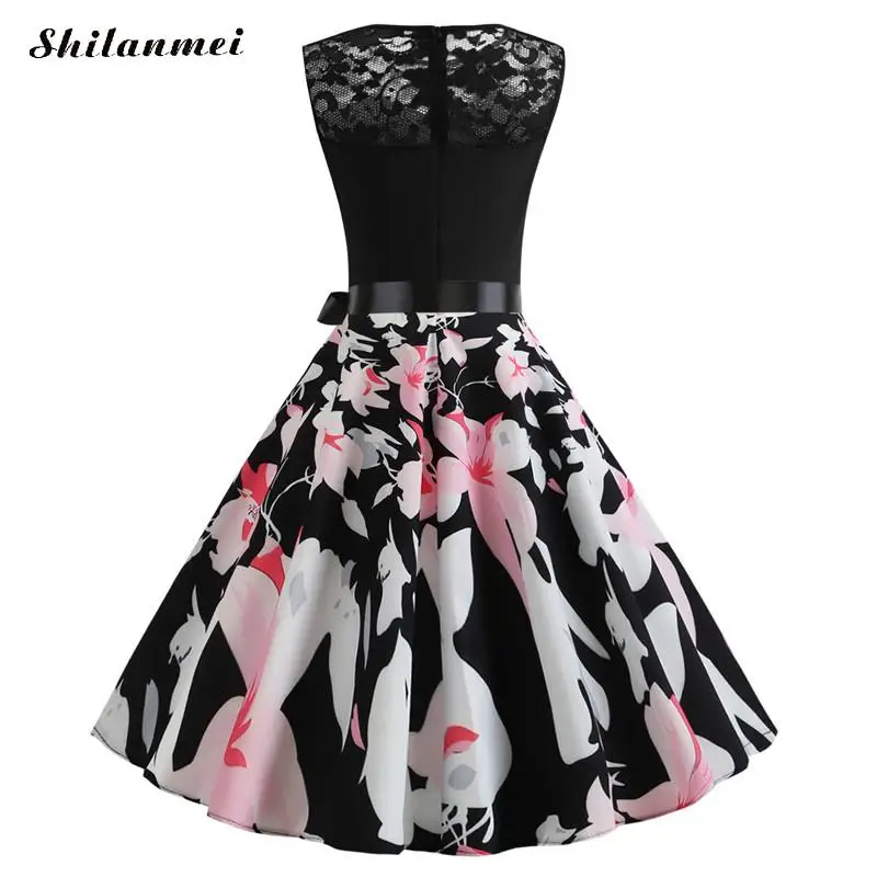 Black Lace Floral Print Retro Dress Women Vintage 50s Robe Rockabilly Swing Pinup Vestidos Female High Waist Elegant Party Dress
Black Lace Floral Print Retro Dress Women Vintage 50s Robe Rockabilly Swing Pinup Vestidos Female High Waist Elegant Party Dress