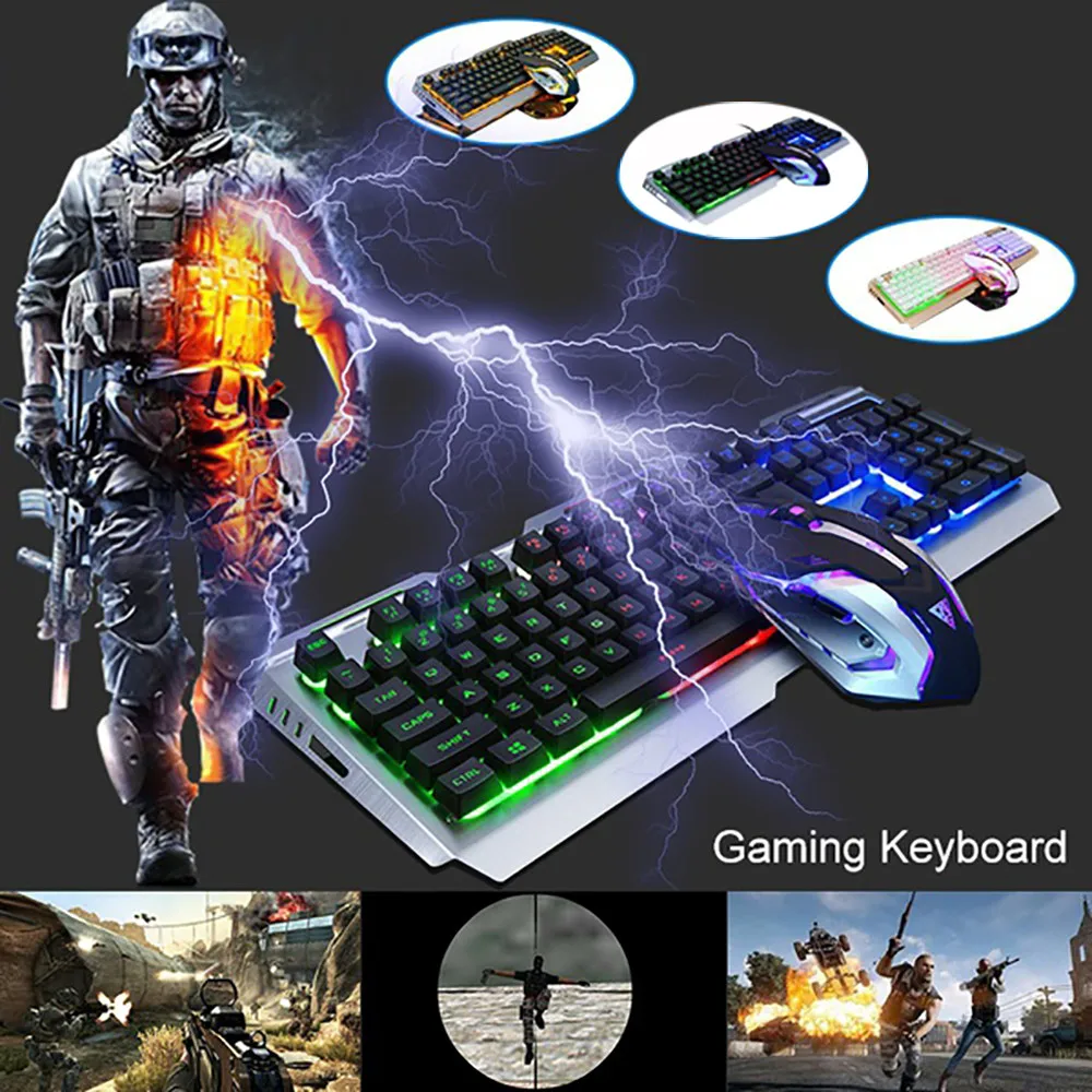 V1 Проводная Подсветка с подсветкой эргономичная USB игровая клавиатура + 3200
