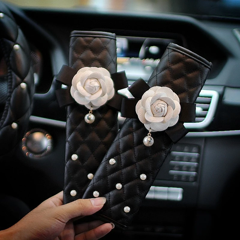 Creative Leather Pearl Camellia Flower Car Seat Belt Cover Shoulder Pads Car Shifter Hand Brake Covers Auto Interior Accessories
Creative Leather Pearl Camellia Flower Car Seat Belt Cover Shoulder Pads Car Shifter Hand Brake Covers Auto Interior Accessories