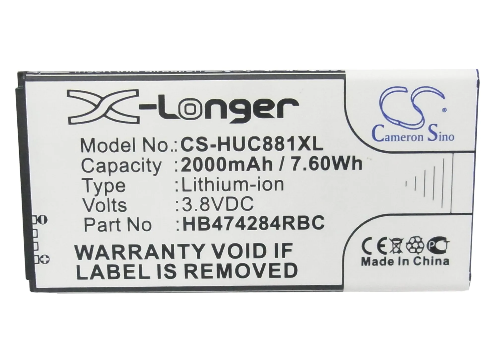 Cameron Sino Высокое качество 2000mAh аккумулятор HB474284RBC для Huawei C8816 C8816D Ascend G615 G521 G620 Y541 Y550