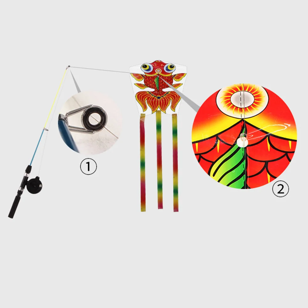 Kids Colorful Butterfly Goldfish Kite Long Tail Nylon Outdoor Kites Flying Toy For Children Stunt Surf Control Bar And Line | Игрушки и