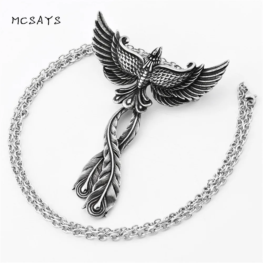 MCSAYS нержавеющая сталь Jewelry Шарм Феникс кулон звено цепи птица чудо животных