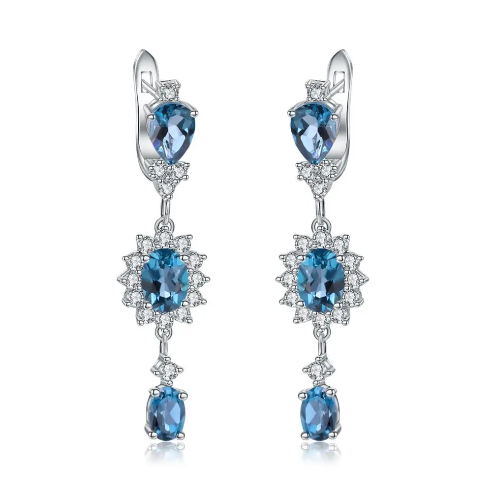 GEM'S BALLET 925 Sterling Silver Flower Gemstone Earrings 4.88Ct Natural London Blue Topaz Drop Earrings for Women Fine Jewelry
GEM'S BALLET 925 Sterling Silver Flower Gemstone Earrings 4.88Ct Natural London Blue Topaz Drop Earrings for Women Fine Jewelry