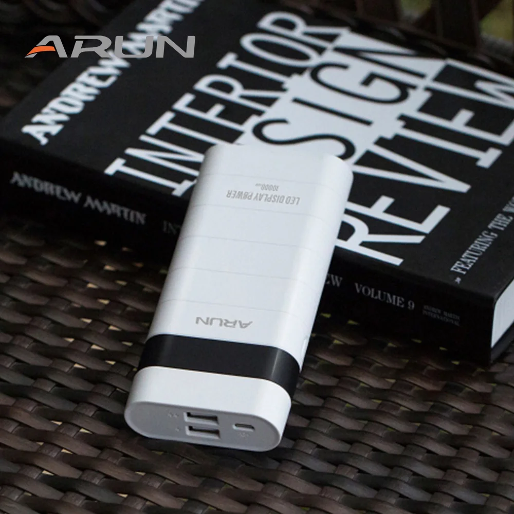 ARUN 10000 мАч Мощность банк светодиодный Дисплей USB Зарядное устройство Внешний