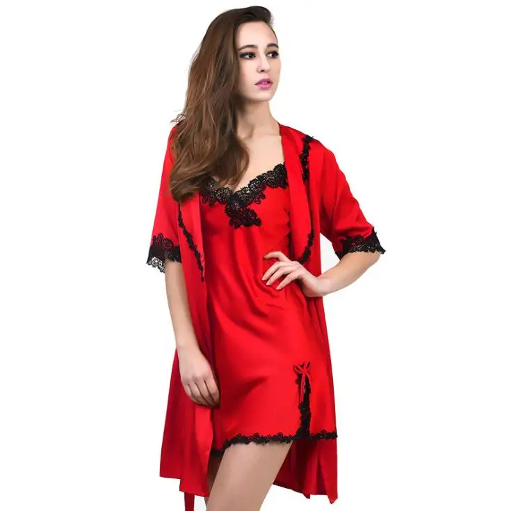 New 2017 Luxury Silk Satin Robe Sets Ladies Sexy Lace Spaghetti Strap V-Neck Night Dress And Robe Elegant Homewear Bathrobe
New 2017 Luxury Silk Satin Robe Sets Ladies Sexy Lace Spaghetti Strap V-Neck Night Dress And Robe Elegant Homewear Bathrobe