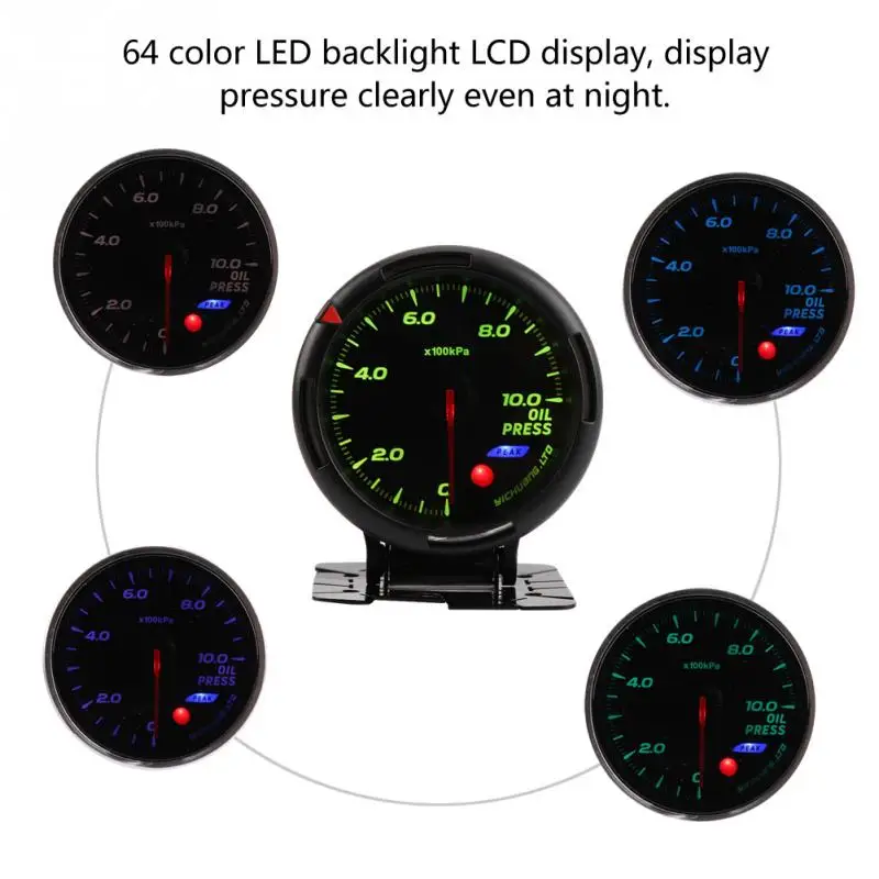 12 В 64 цвета Светодиодная подсветка датчик давления масла 10 бар с датчиком NPT1/8 для