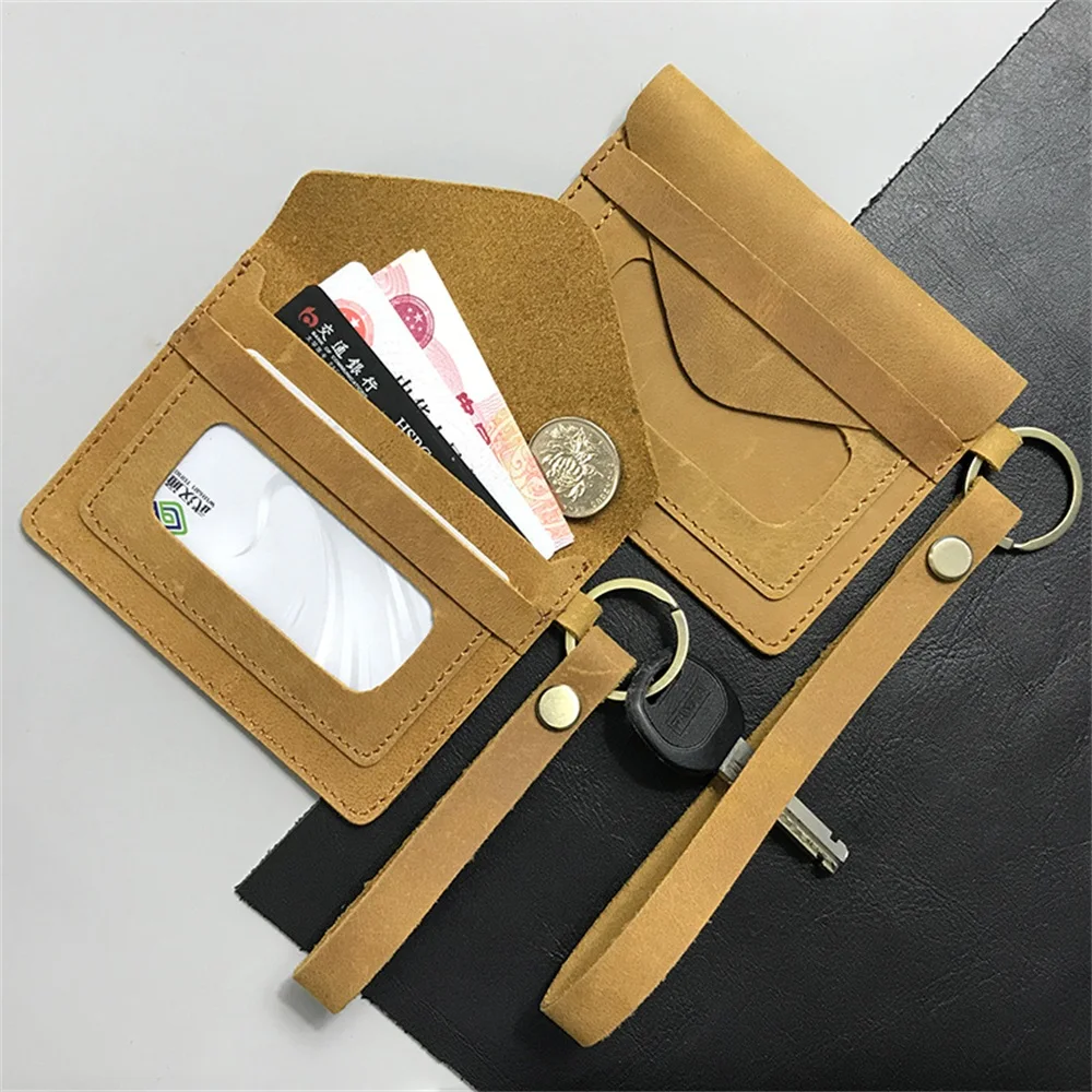 Genuine Leather Business Bank Card Holder Simple Vintage Crazy Horse Cow Wallet Credit Cards ID Cover | Багаж и сумки