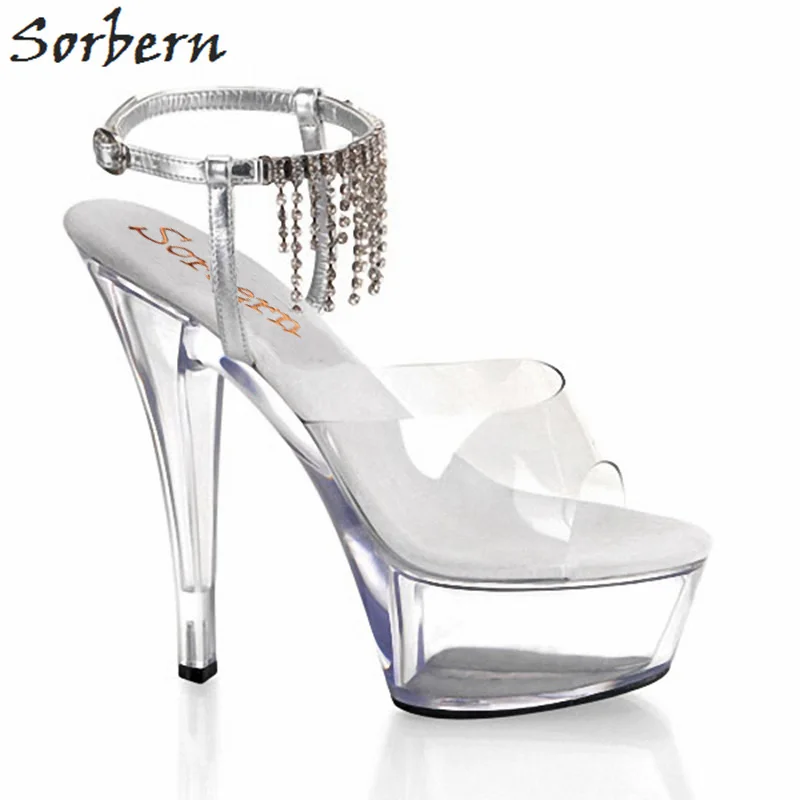Sorbern/женские босоножки с кристаллами и цепочкой; Дизайнерская обувь на заказ; Цвет Прозрачный; Высокий Каблук 15 см; Размер 10; женские летние б... 
Sorbern/женские босоножки с кристаллами и цепочкой; Дизайнерская обувь на заказ; Цвет Прозрачный; Высокий Каблук 15 см; Размер 10; женские летние б...