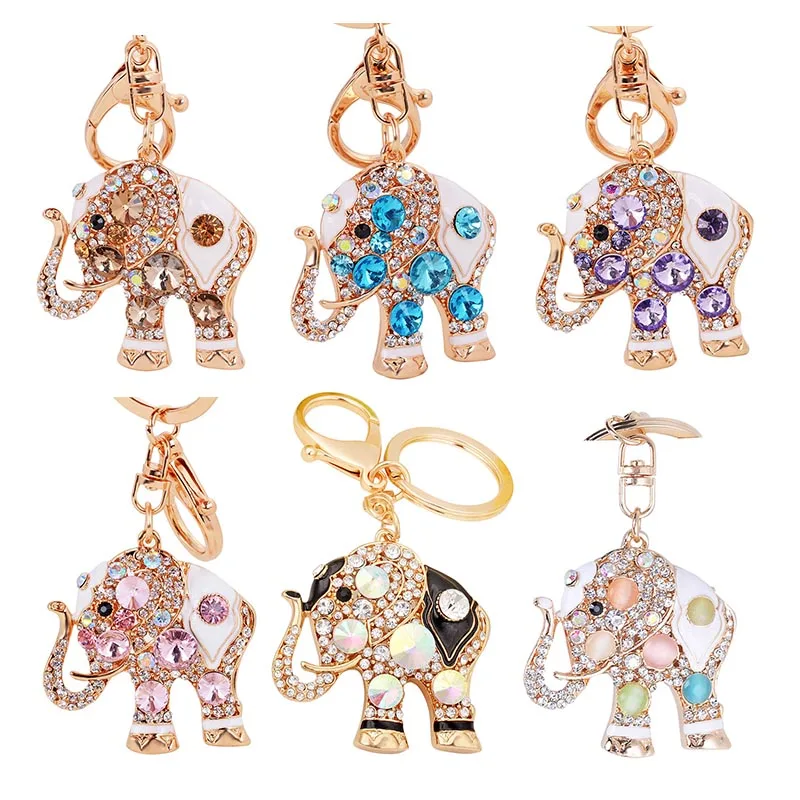 Muti style Elephant Keychain Rhinestone Crystal Keyring Purse Key Holder Pendants Girls Bag Charm Pendant Car Keyrings | Автомобили и