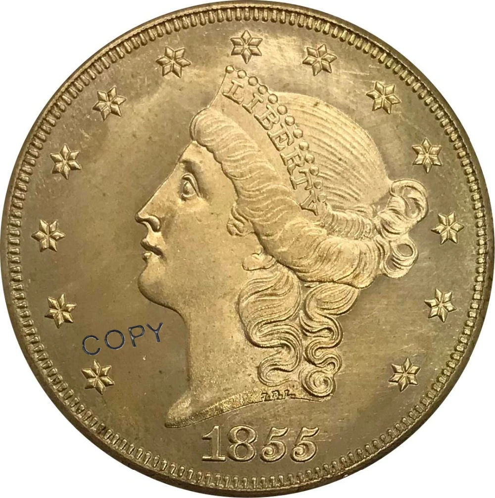 1855 O United States 20 Twenty Dollars Liberty Head Double Eagle Gold coin Brass Collectibles Copy Coin
1855 O United States 20 Twenty Dollars Liberty Head Double Eagle Gold coin Brass Collectibles Copy Coin