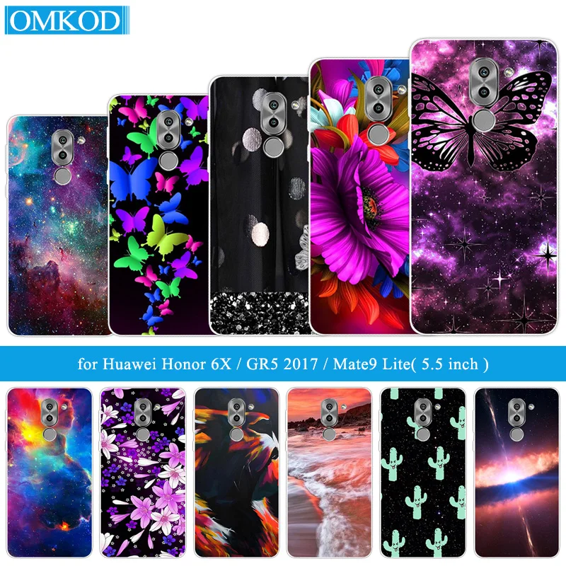 Для Huawei Honor 6X/GR5 2017 чехол силиконовый бабочка задняя крышка Черный матовый 5 дюймов