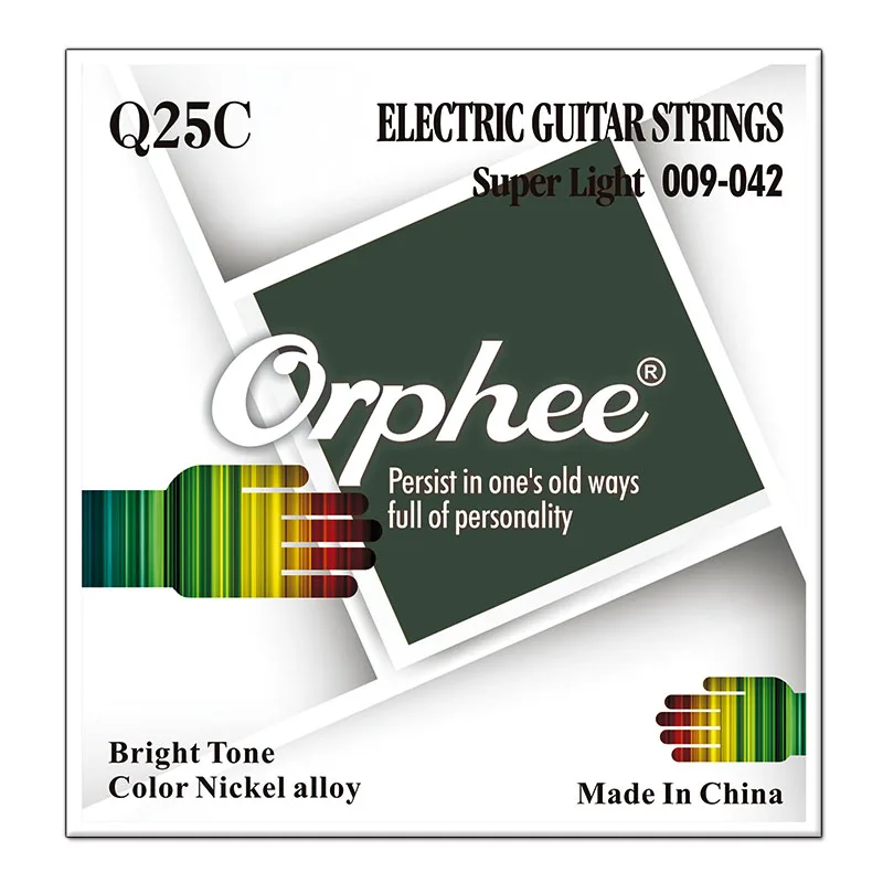 Комплект струн для электрогитары Q25C Orphee, Цветные Супер светильник струны из никелевого сплава, 6 струн/комплект, аксессуары для гитары
Комплект струн для электрогитары Q25C Orphee, Цветные Супер светильник струны из никелевого сплава, 6 струн/комплект, аксессуары для гитары