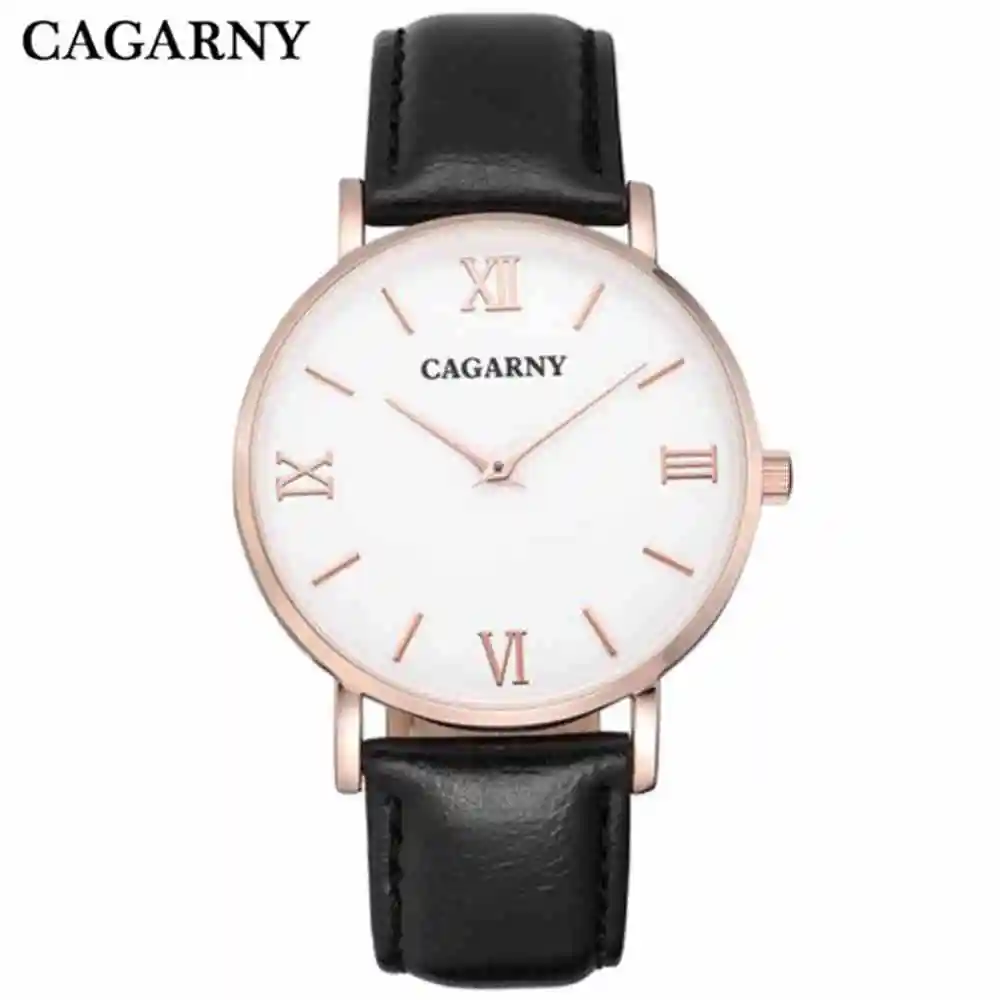 

CAGARNY Men Quartz Watches Style Watch Fashion Wristwatch Ultra Thin Case Leather Watchband Brand Luxury Clock relogio masculino
