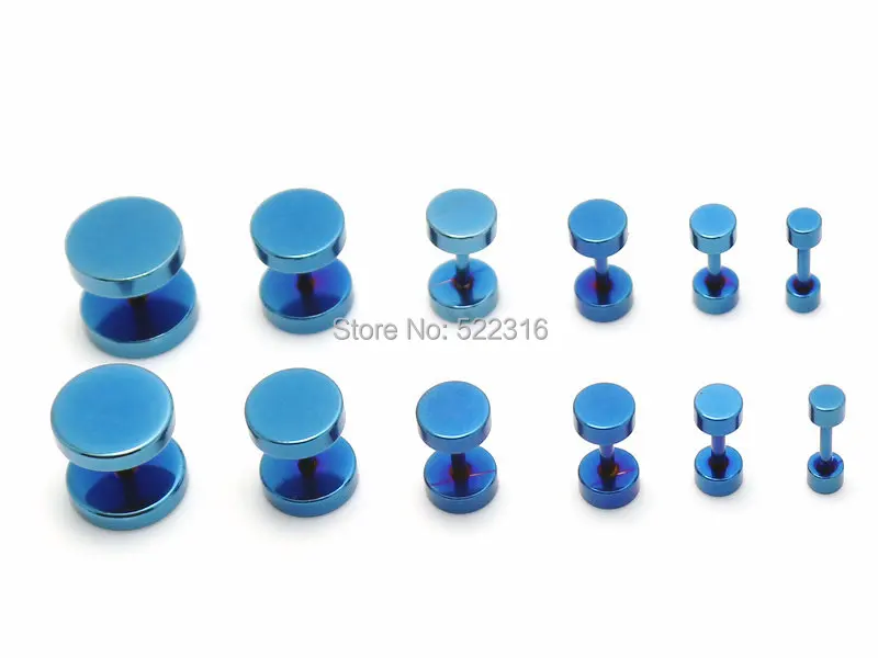 40pcs mix lots stainless steel round fake ear plugs anodized blue color cheaters studs earrings illusion ear studs
40pcs mix lots stainless steel round fake ear plugs anodized blue color cheaters studs earrings illusion ear studs